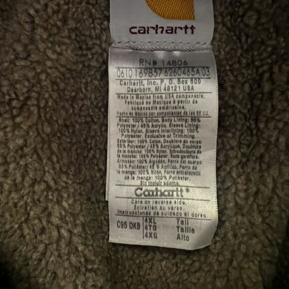 Branded Y2K Sandstone Jackson Coat Brown Sherpa Lined Carhartt Mens 4XL Tall EUC - Picture 3 of 13
